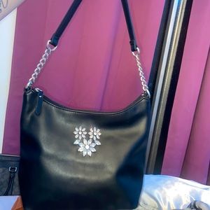 Bejeweled Faux Leather Shoulder Purse